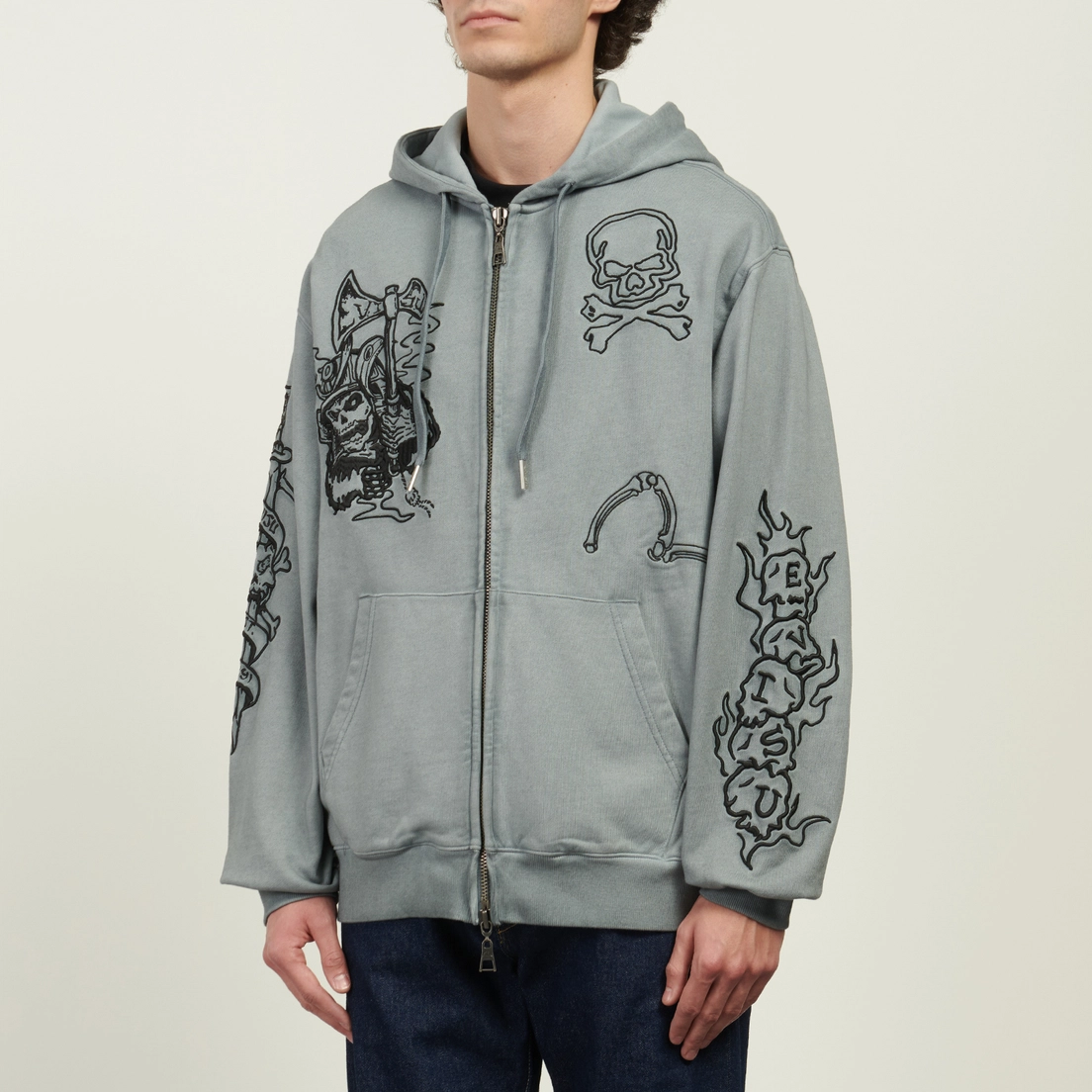Evisu Мужская толстовка Tattoo Styles Embroidery Oversized Hoodie