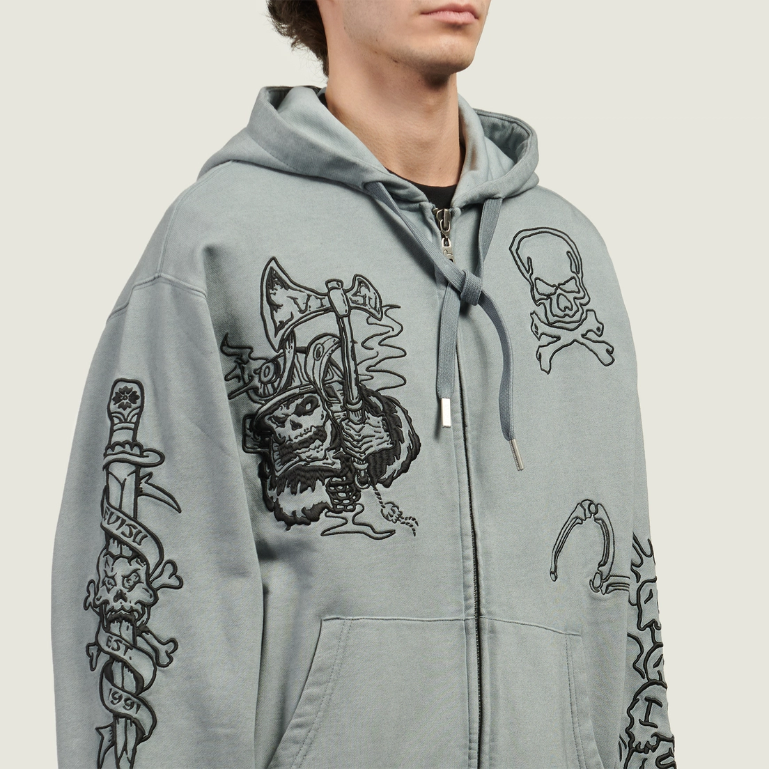 Evisu Мужская толстовка Tattoo Styles Embroidery Oversized Hoodie