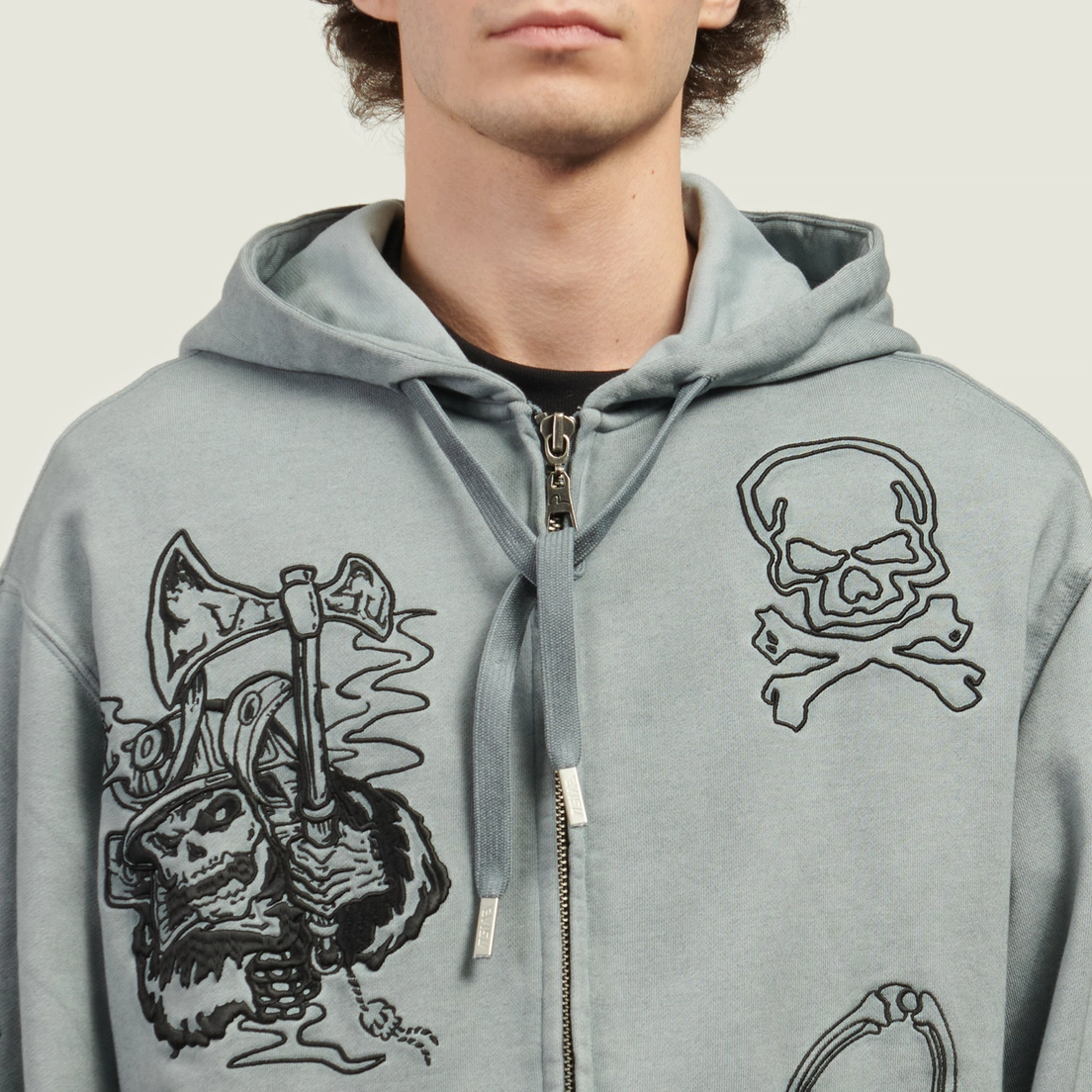 Evisu Мужская толстовка Tattoo Styles Embroidery Oversized Hoodie
