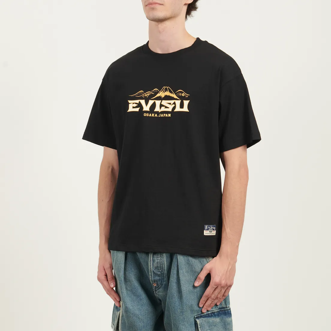 Evisu Мужская футболка Logo & Crane Soaring Daicock Print Relax Fit