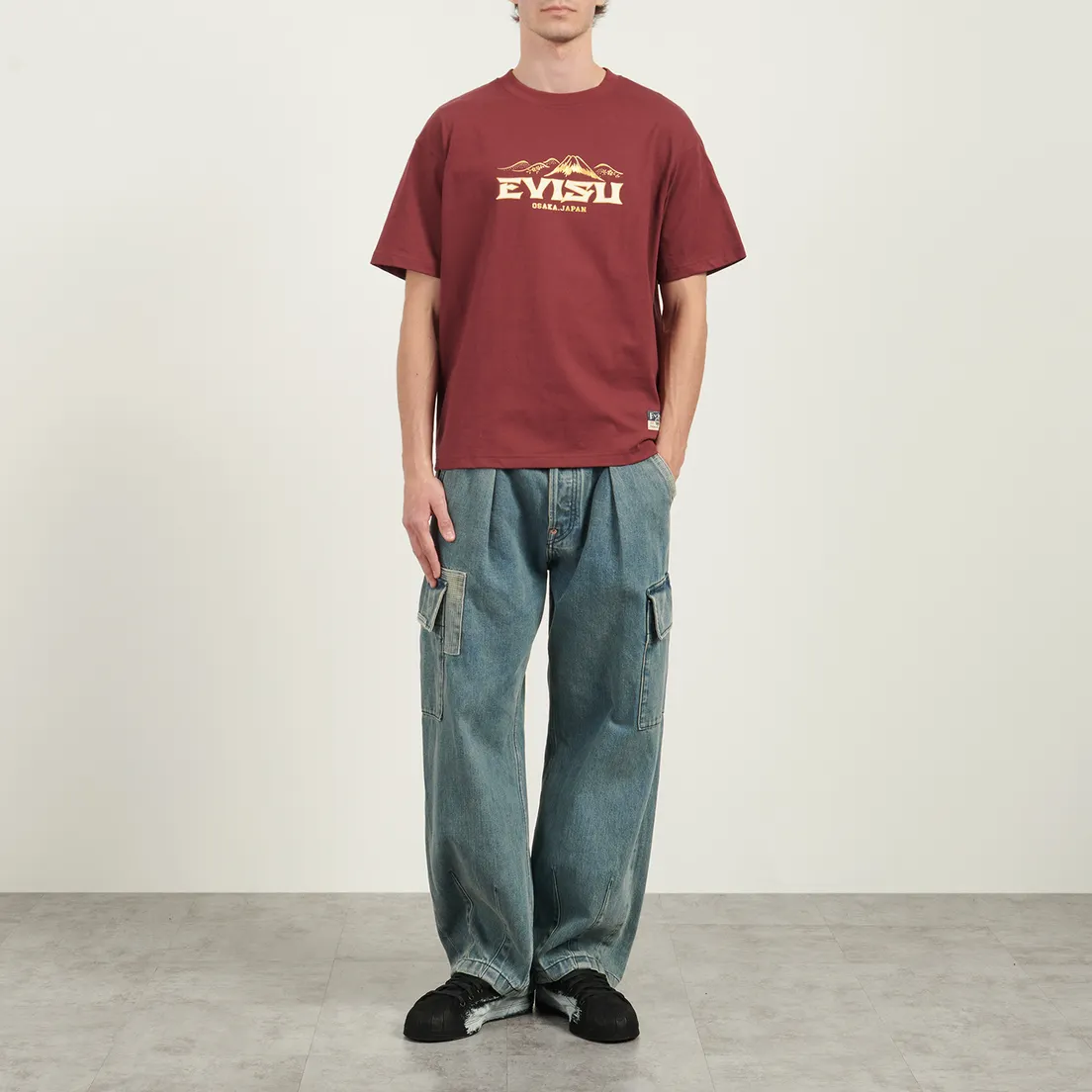 Evisu Мужская футболка Logo & Crane Soaring Daicock Print Relax Fit