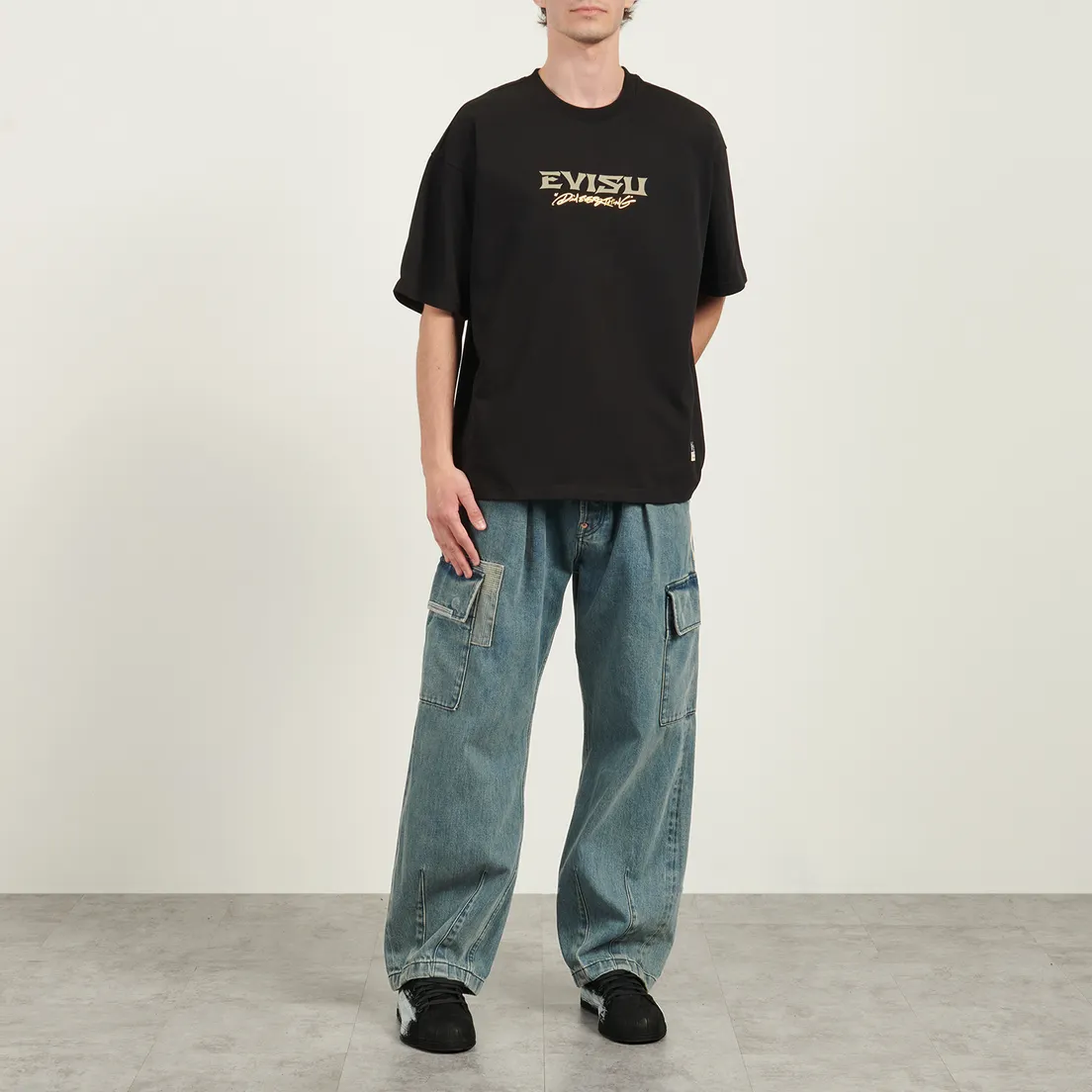 Evisu Мужская футболка Crane & Logo Print Loose Fit