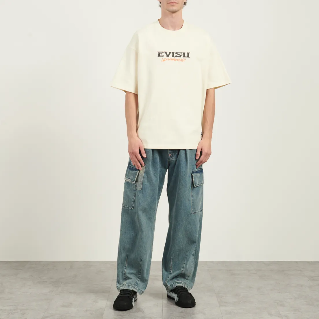 Evisu Мужская футболка Crane & Logo Print Loose Fit