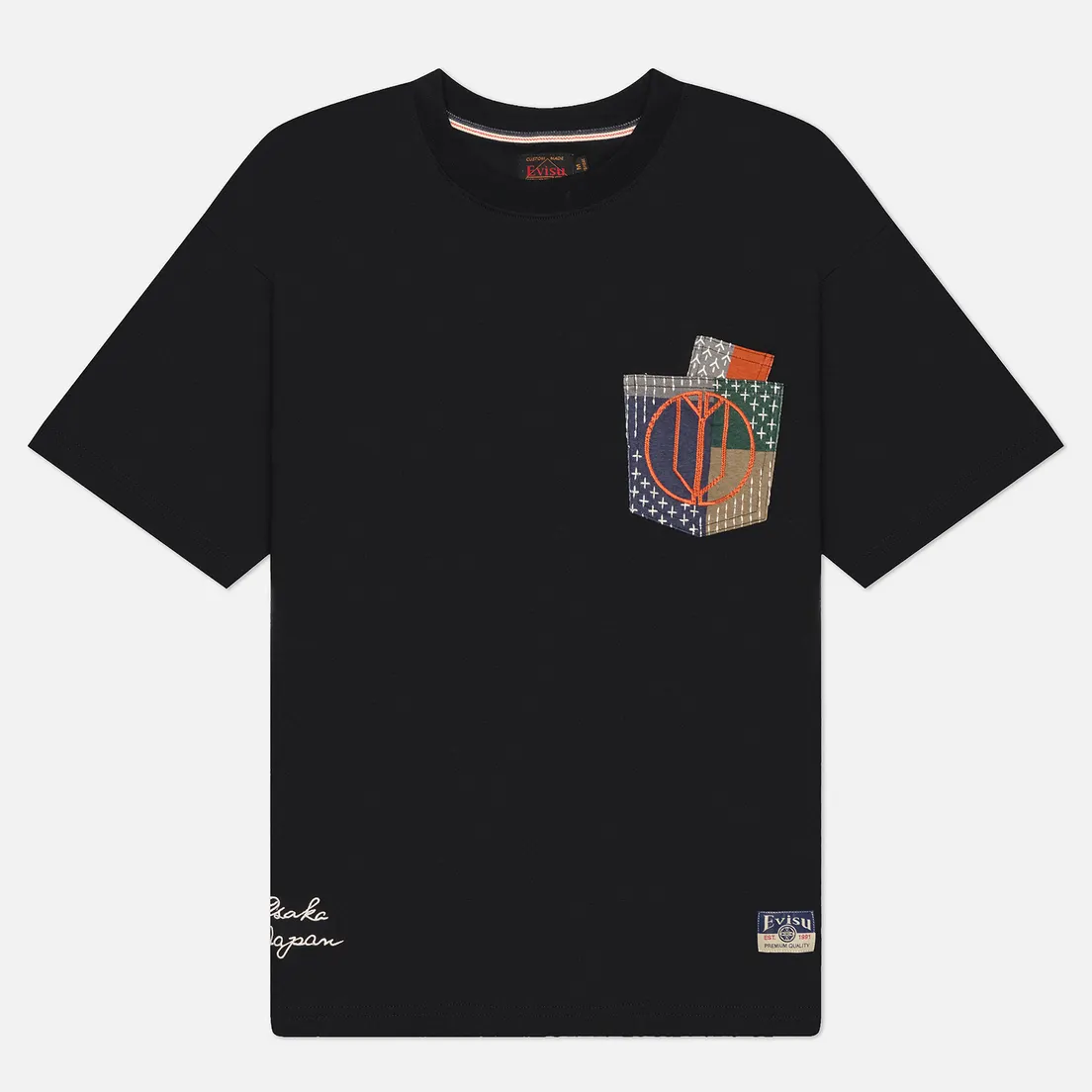 Evisu Мужская футболка Multi-pocket Color Blocking Sashiko Loose Fit