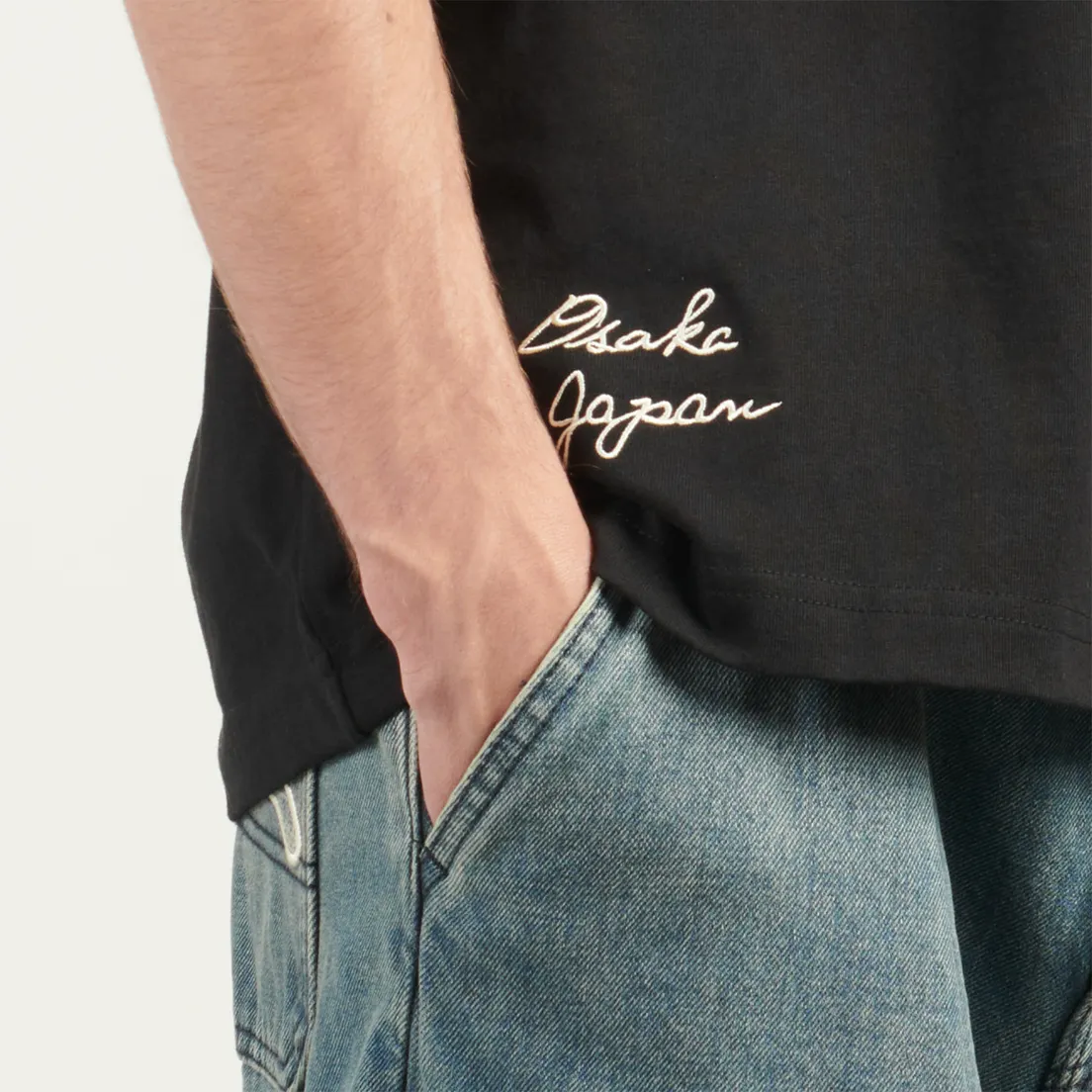 Evisu Мужская футболка Multi-pocket Color Blocking Sashiko Loose Fit