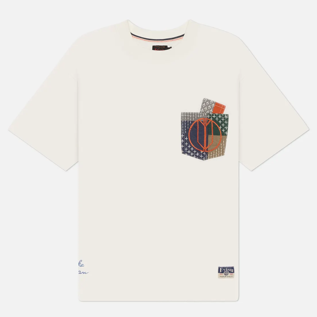 Evisu Мужская футболка Multi-pocket Color Blocking Sashiko Loose Fit