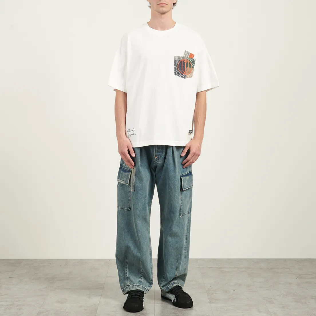 Evisu Мужская футболка Multi-pocket Color Blocking Sashiko Loose Fit