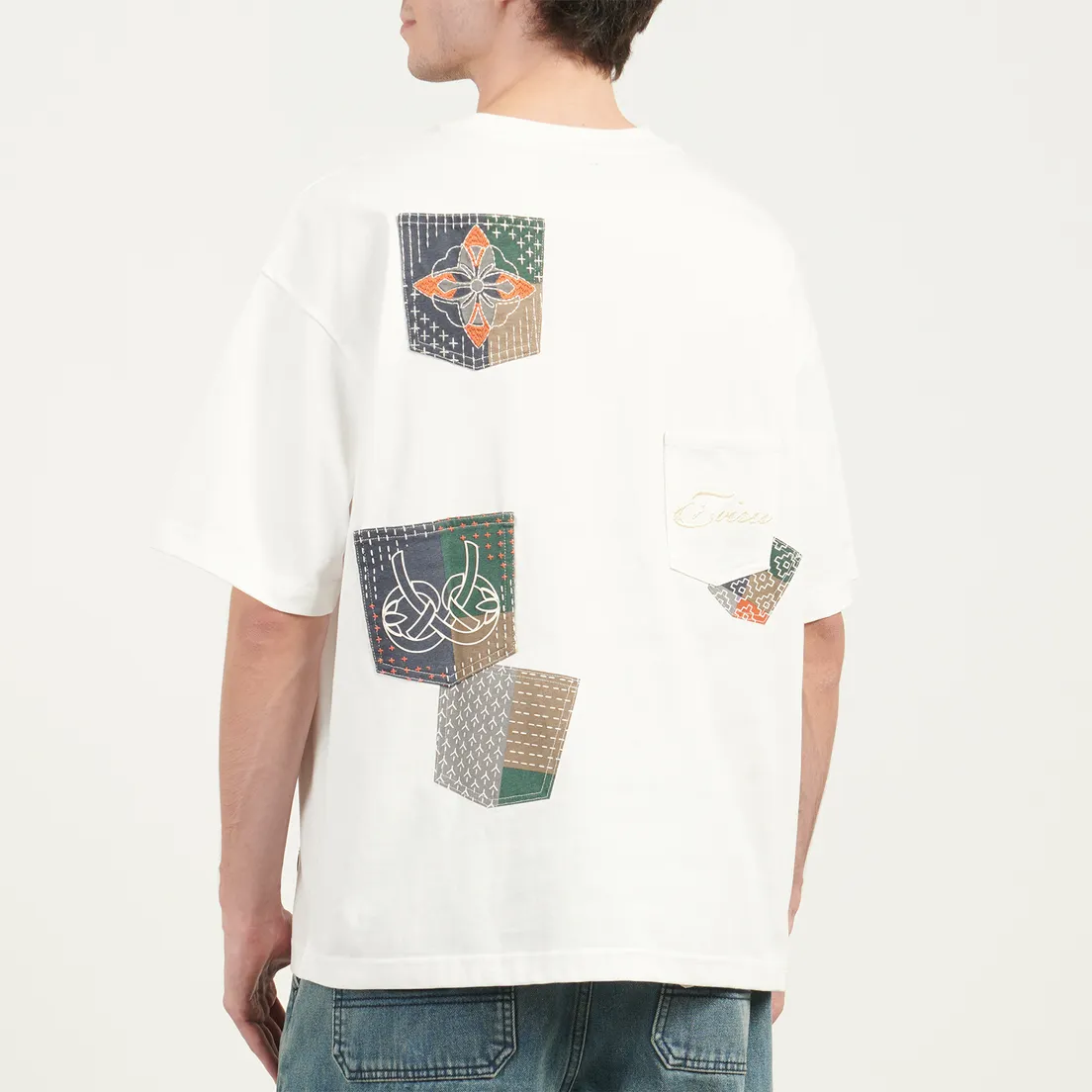 Evisu Мужская футболка Multi-pocket Color Blocking Sashiko Loose Fit