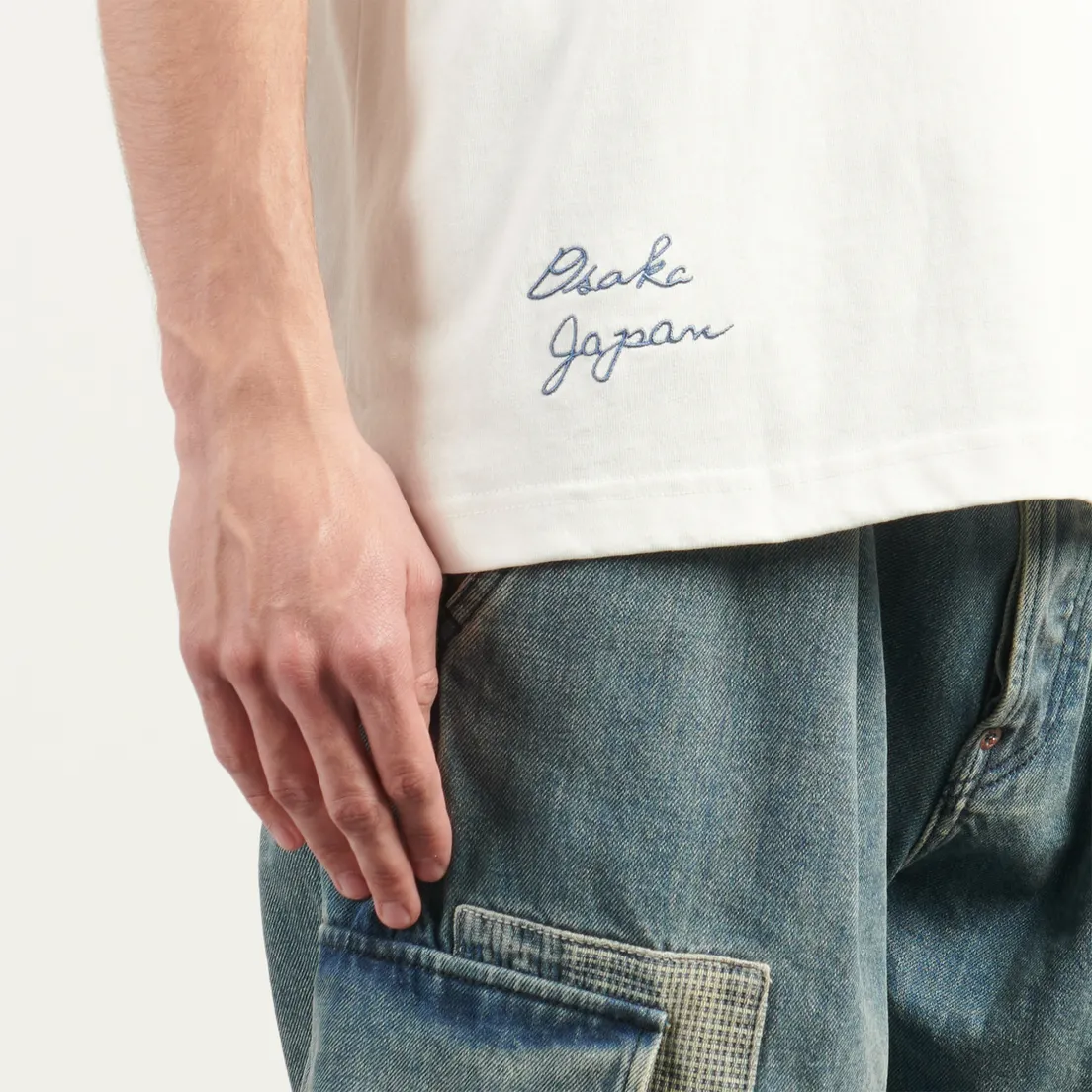 Evisu Мужская футболка Multi-pocket Color Blocking Sashiko Loose Fit