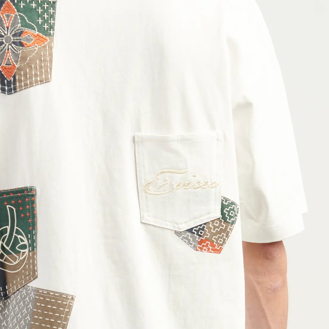 Evisu Мужская футболка Multi-pocket Color Blocking Sashiko Loose Fit