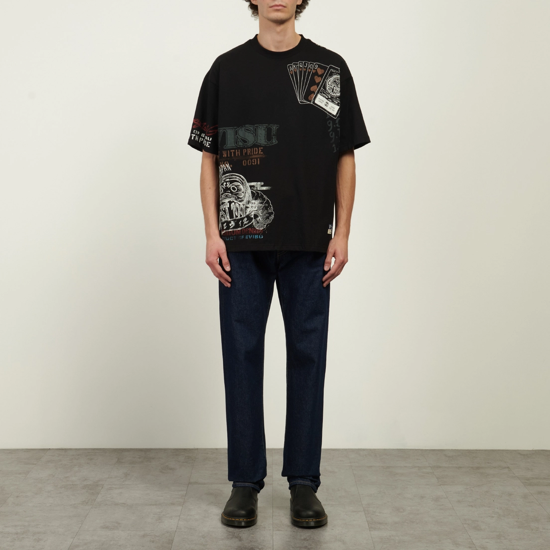 Evisu Мужская футболка All Over Hand Drawing Multi Logo Print