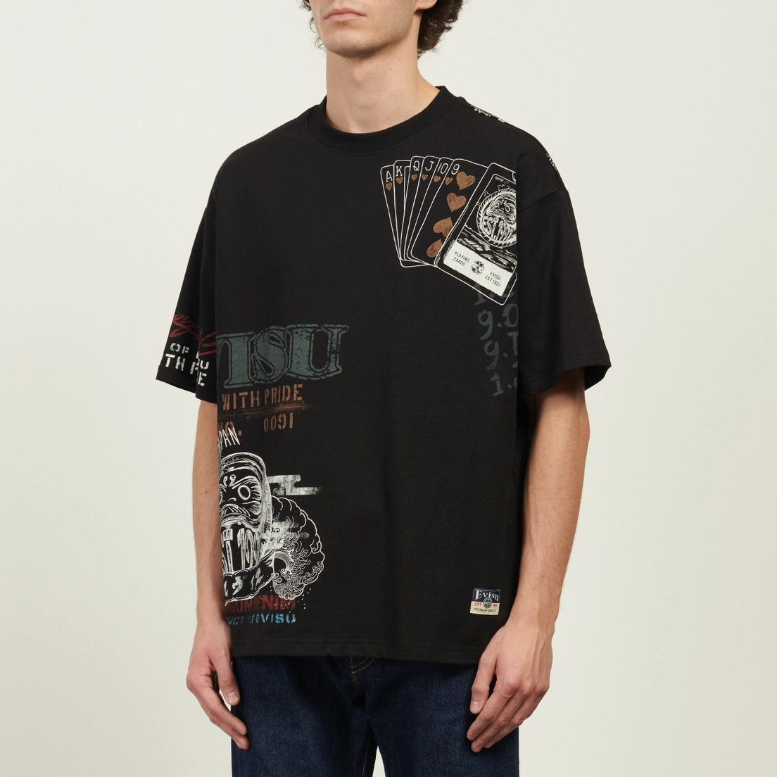 Evisu Мужская футболка All Over Hand Drawing Multi Logo Print