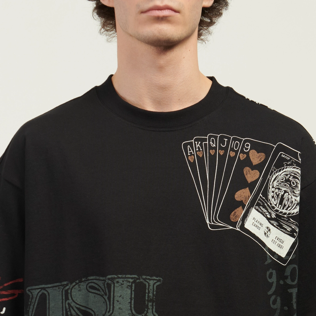 Evisu Мужская футболка All Over Hand Drawing Multi Logo Print