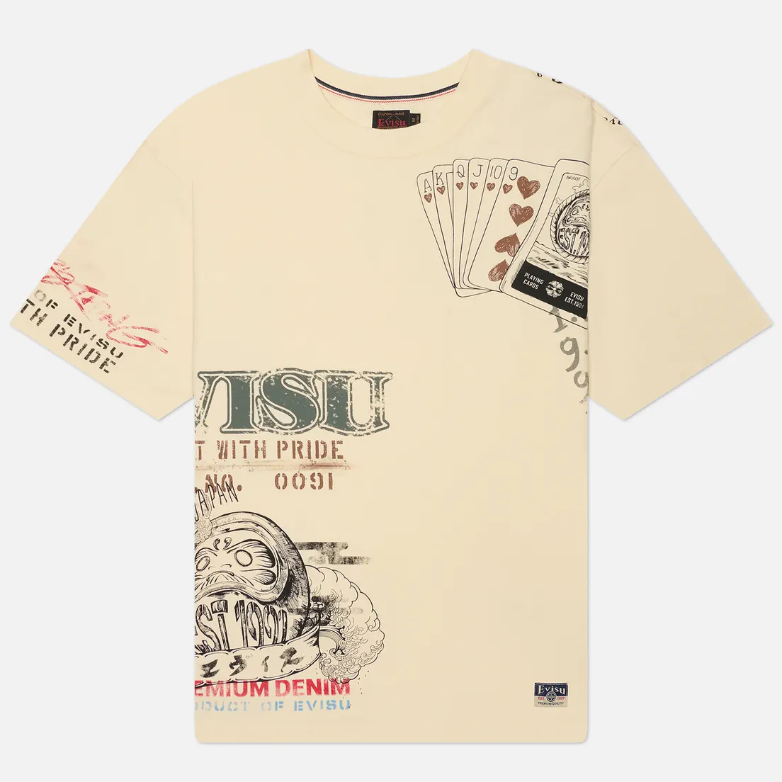 Evisu Мужская футболка All Over Hand Drawing Multi Logo Print