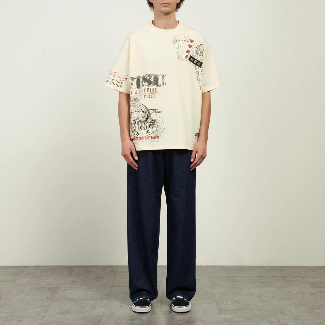 Evisu Мужская футболка All Over Hand Drawing Multi Logo Print