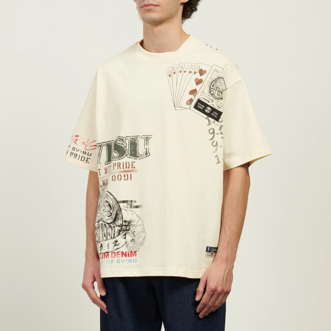 Evisu Мужская футболка All Over Hand Drawing Multi Logo Print