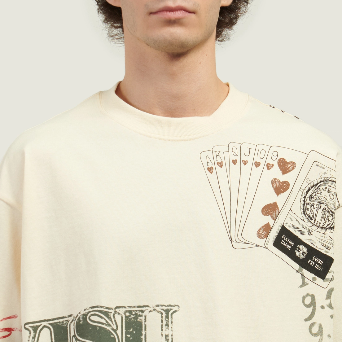 Evisu Мужская футболка All Over Hand Drawing Multi Logo Print