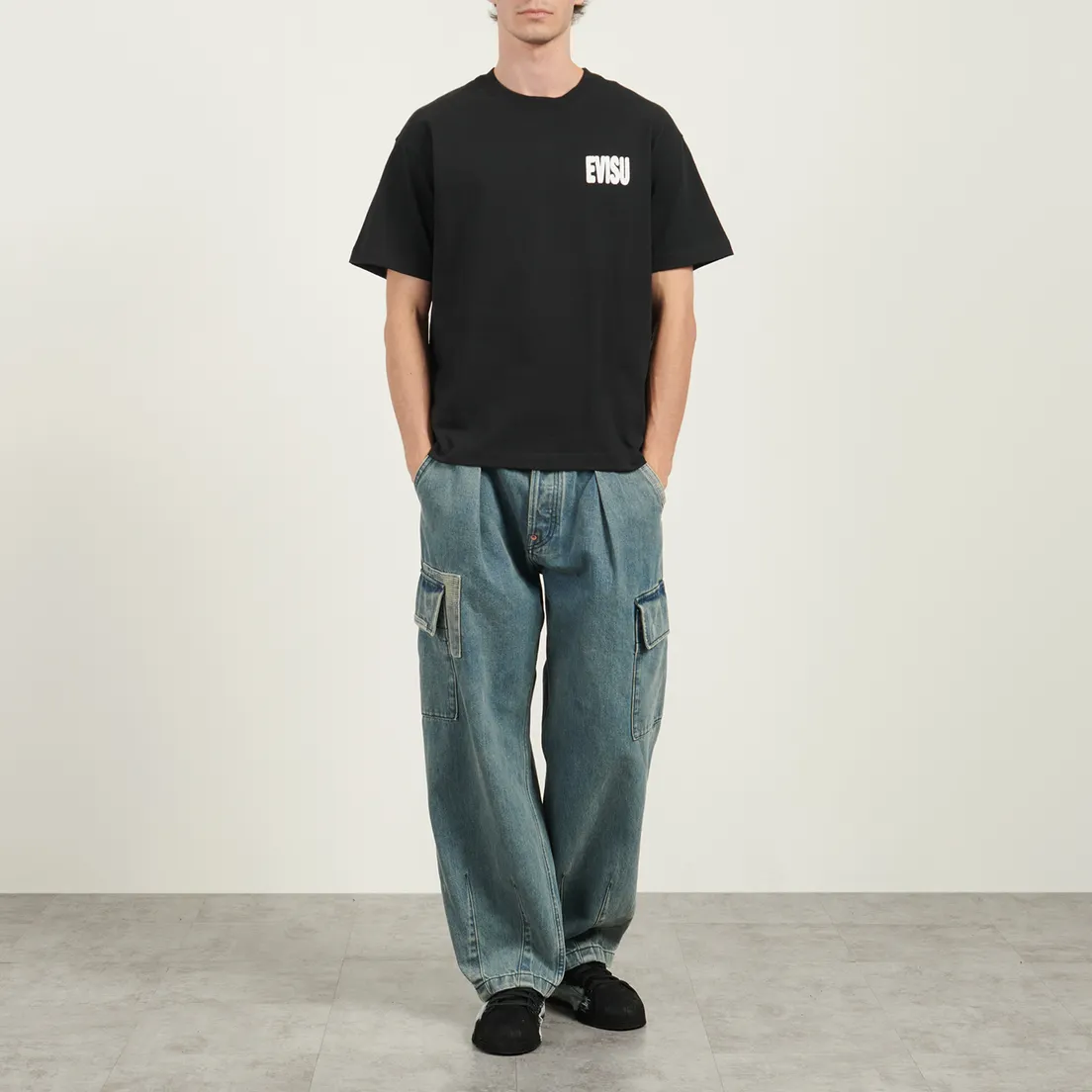 Evisu Мужская футболка Graffiti Style Daicock Print Relax Fit