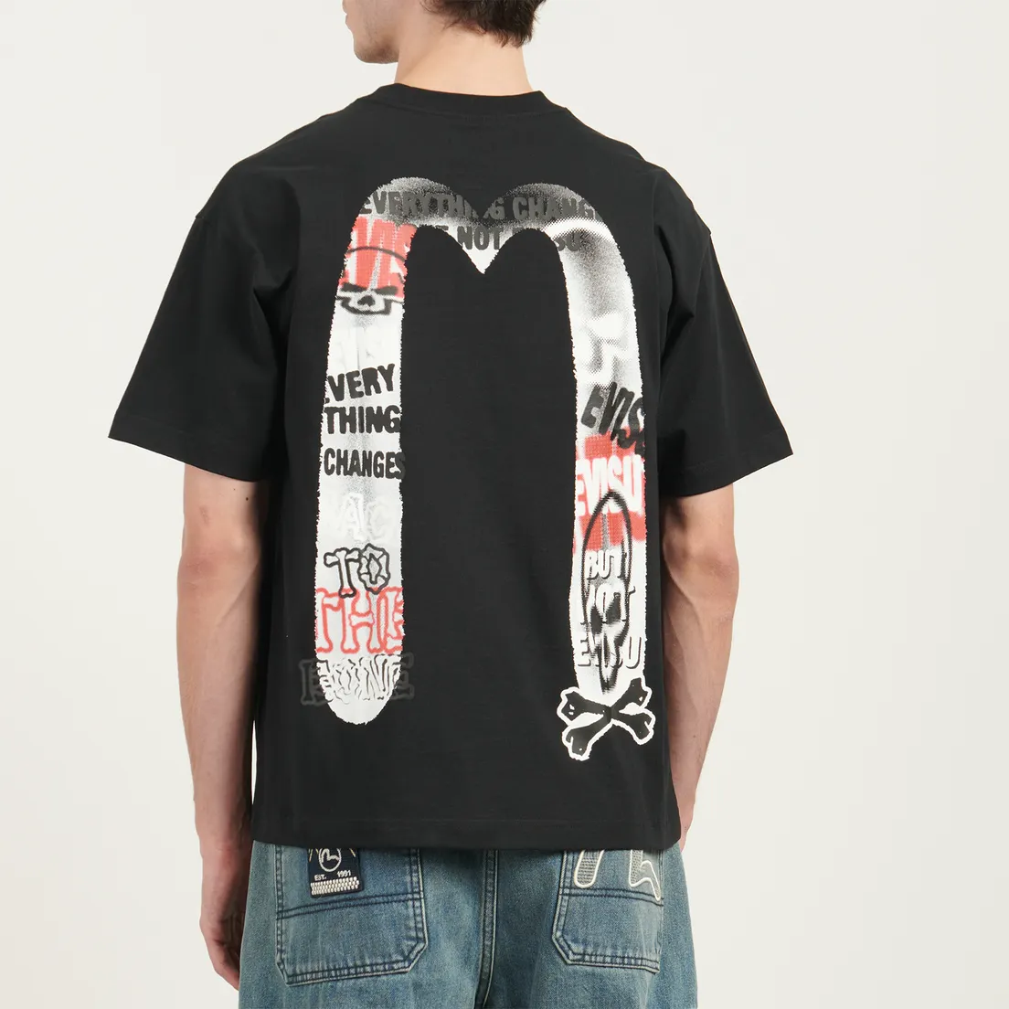 Evisu Мужская футболка Graffiti Style Daicock Print Relax Fit