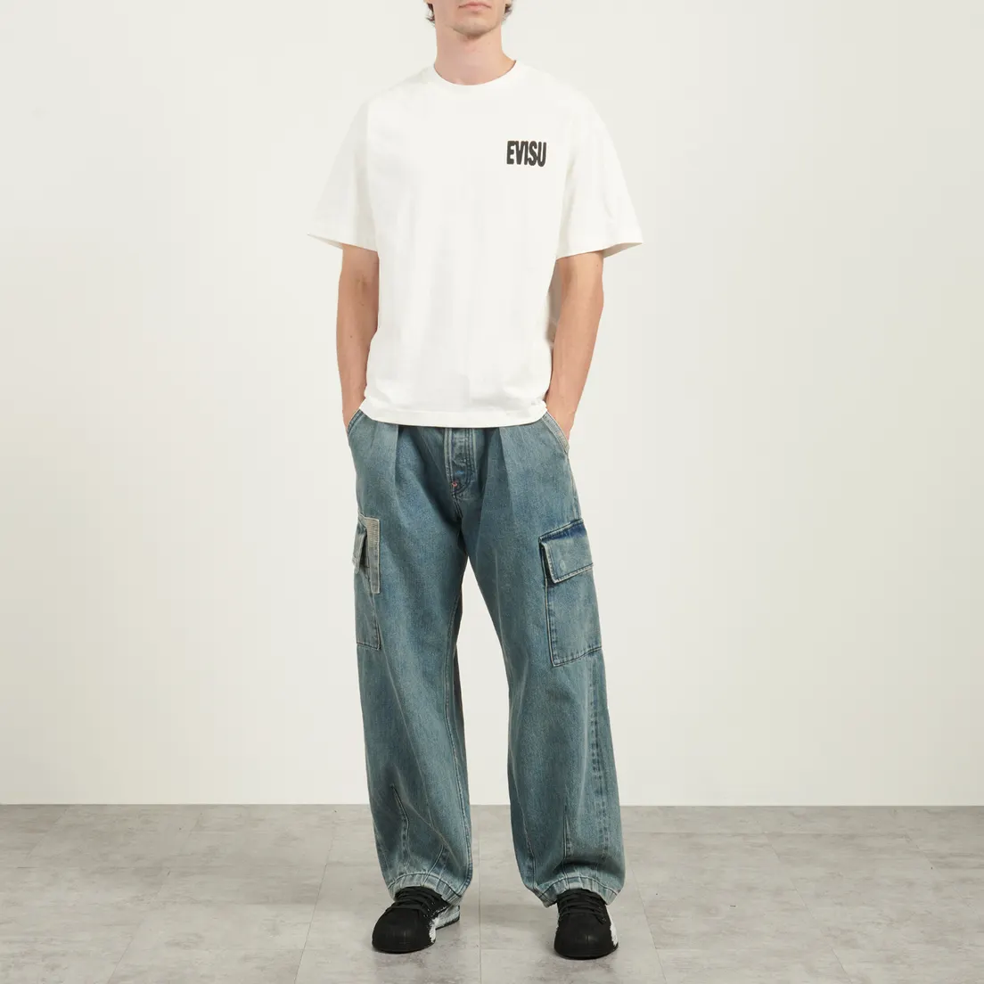 Evisu Мужская футболка Graffiti Style Daicock Print Relax Fit