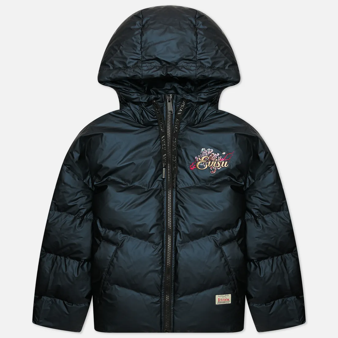 Evisu Женский пуховик Dragon Head & Kamon Embroidered Glossy