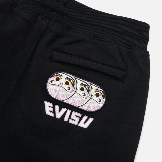 Женские брюки Evisu Embroidered Daruma Black