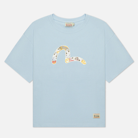 Женская футболка Evisu Daruma All Over Printed Seagull, цвет голубой, размер S
