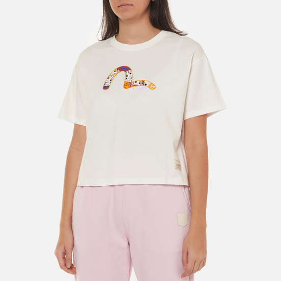 Женская футболка Evisu Daruma All Over Printed Seagull Off White