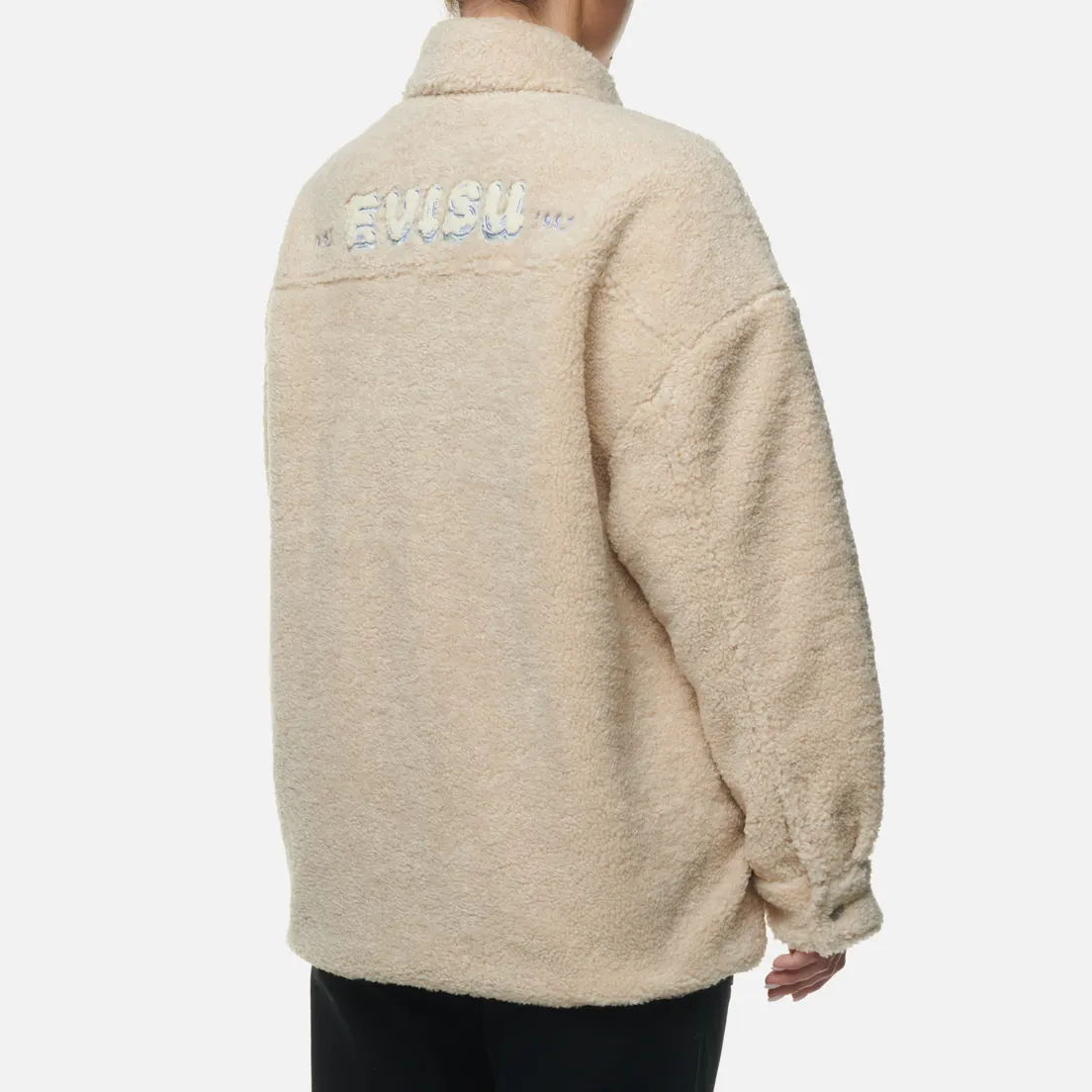 Evisu Женская флисовая куртка Embroidered Logo & EVISU Applique Sherpa Shirt