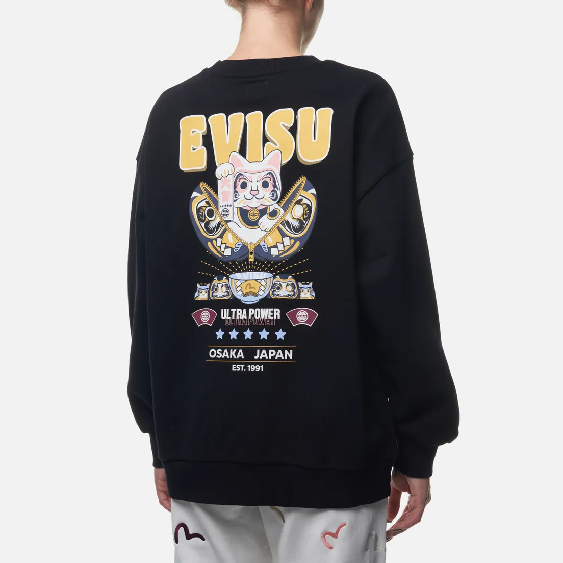 Evisu Женская толстовка Zip-Up Daruma & Fortune-Cat Printed