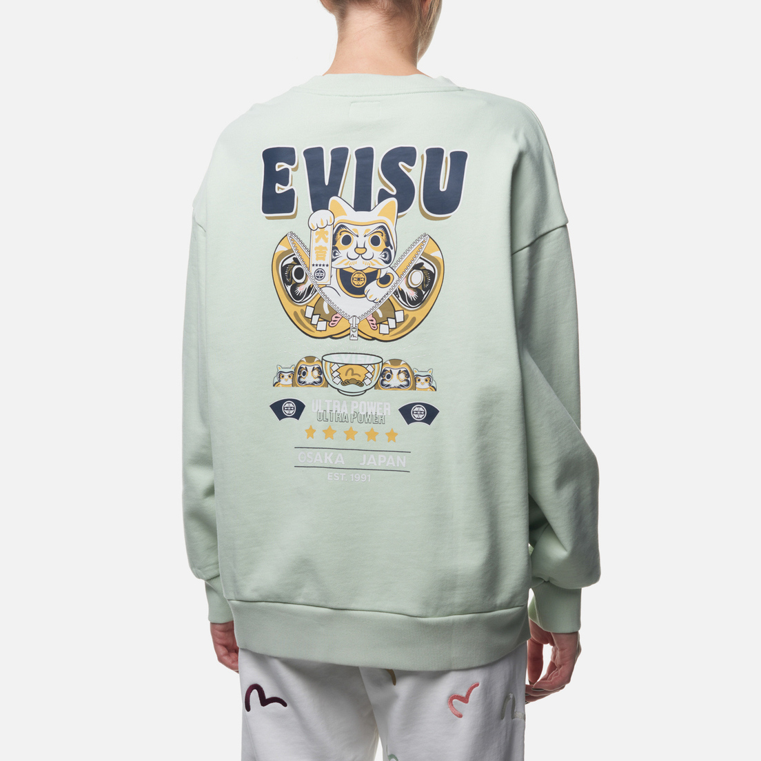 Evisu Женская толстовка Zip-Up Daruma & Fortune-Cat Printed