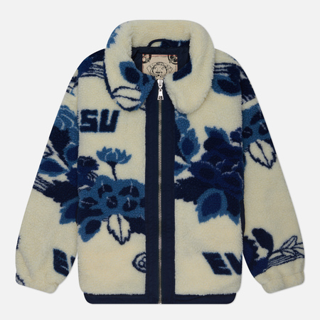 фото Женская флисовая куртка evisu japanese tonal floral ao padded sherpa, цвет бежевый, размер xs