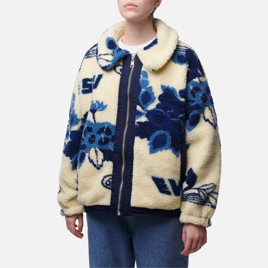 Evisu Женская флисовая куртка Japanese Tonal Floral AO Padded Sherpa