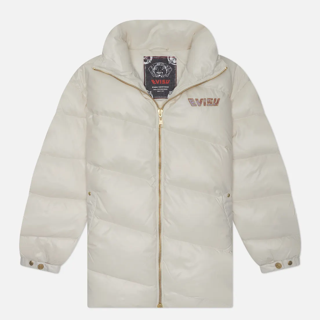 Evisu Женский пуховик 2-Tone Japanese Fog Seagull & Logo Embroidered Down