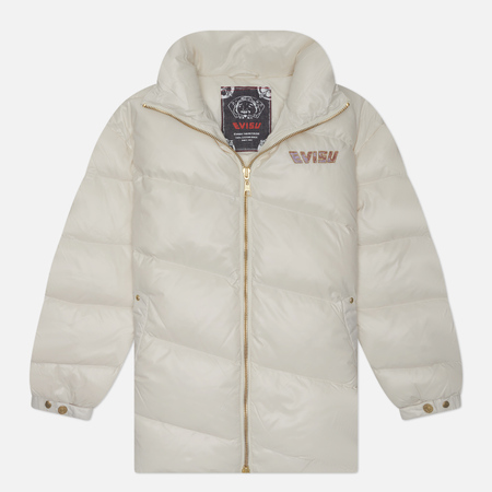 фото Женский пуховик evisu 2-tone japanese fog seagull & logo embroidered down, цвет белый, размер xs