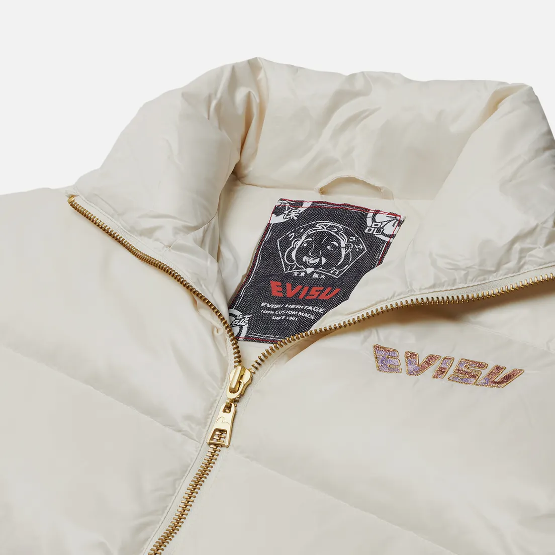 Evisu Женский пуховик 2-Tone Japanese Fog Seagull & Logo Embroidered Down