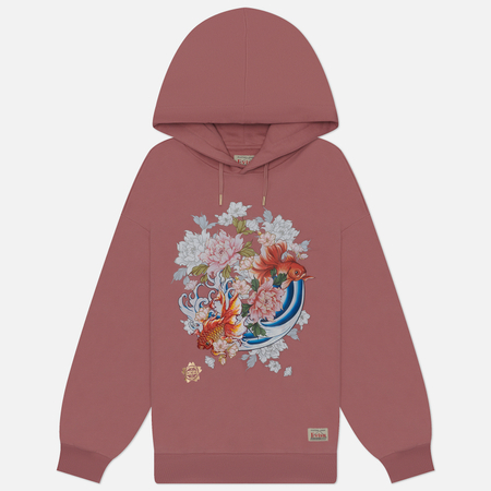 фото Женская толстовка evisu goldfish & floral wave printed hoodie, цвет розовый, размер xs
