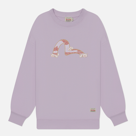 фото Женская толстовка evisu printed 2-tone japanese fog seagull & embroidered saruka, цвет фиолетовый, размер xs