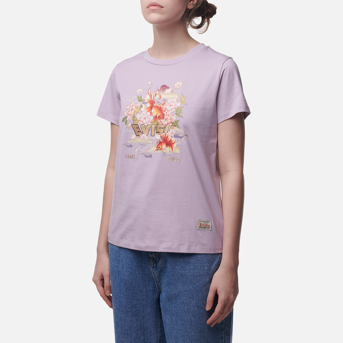 Evisu Женская футболка Goldfish & Floral Wave Printed