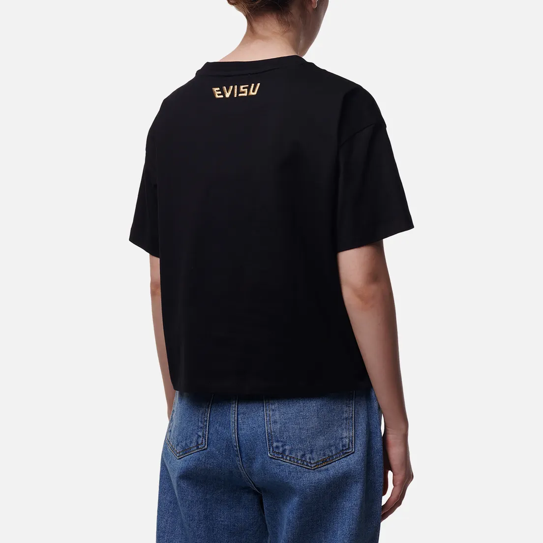 Evisu Женская футболка Embroidered Brocade Inserted Seagull With Logo Printed