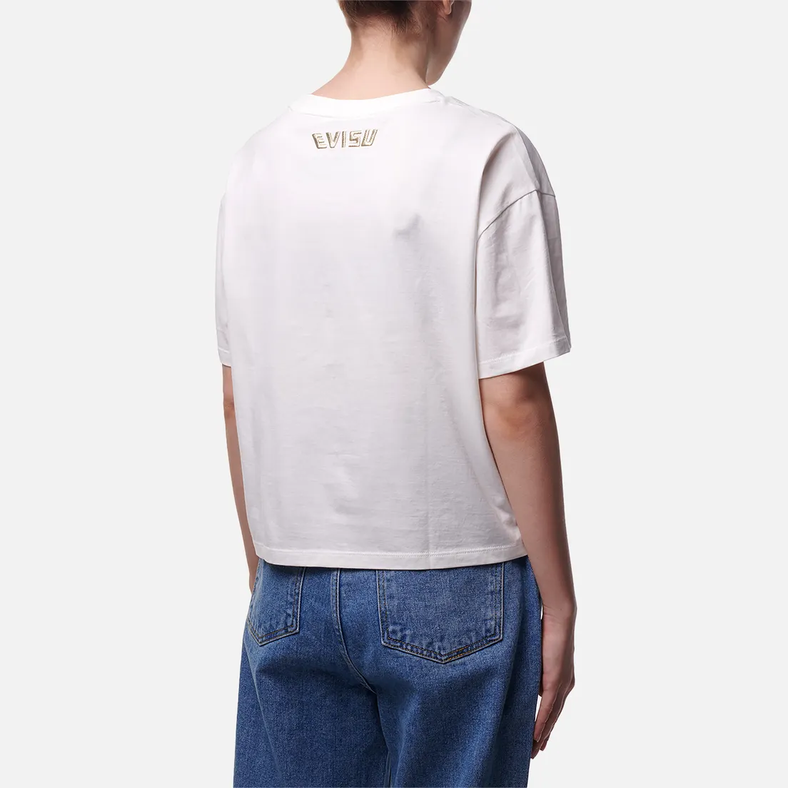 Evisu Женская футболка Embroidered Brocade Inserted Seagull With Logo Printed