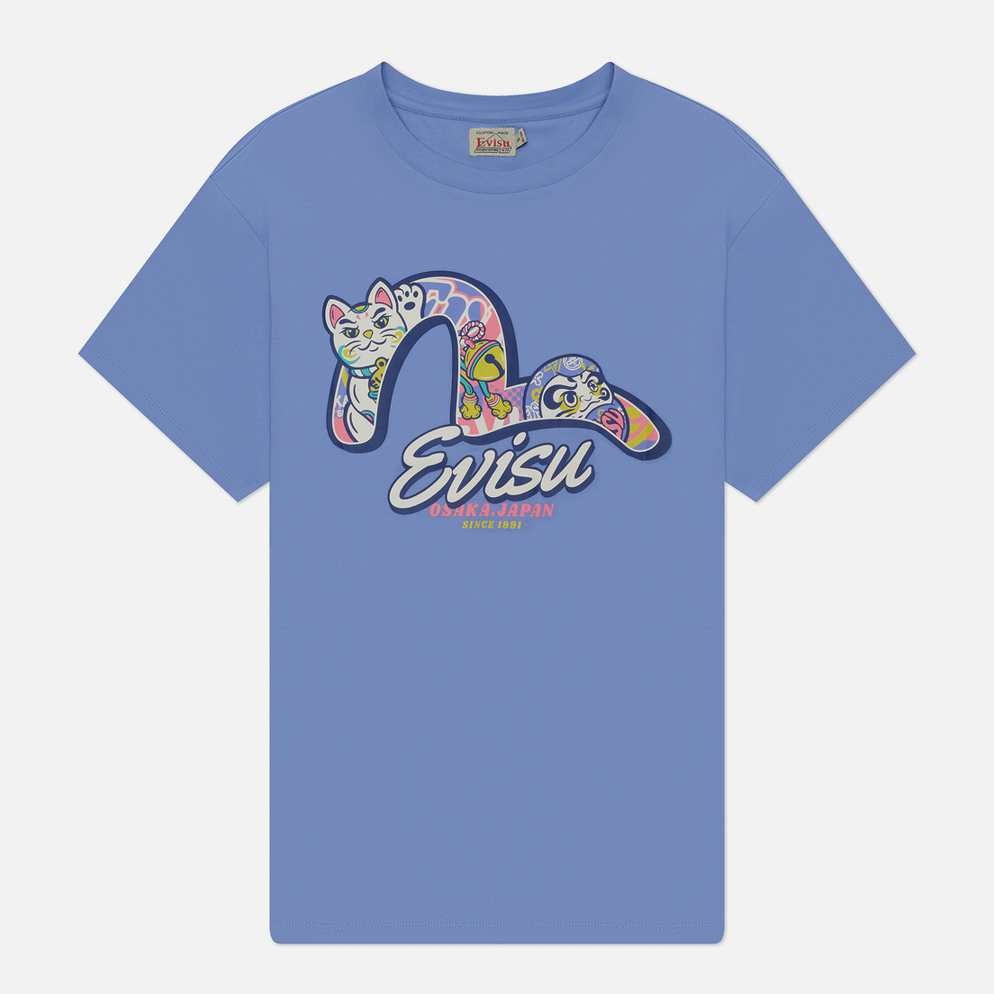 Evisu Женская футболка Cat With Daruma Seagull Plastisol Printed