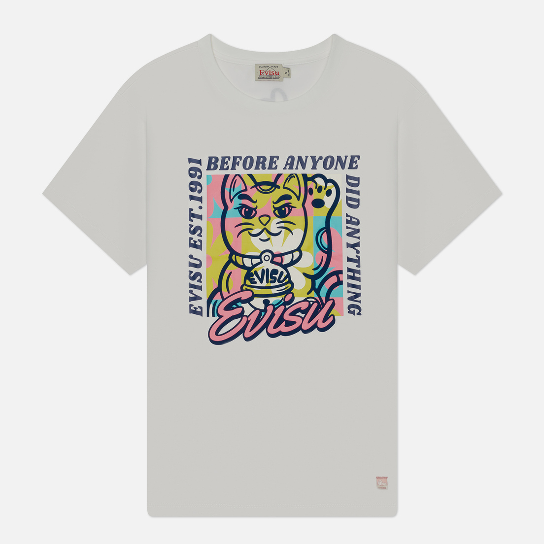 Evisu Женская футболка Cat With Slogan Plastisol Printed & Flocking