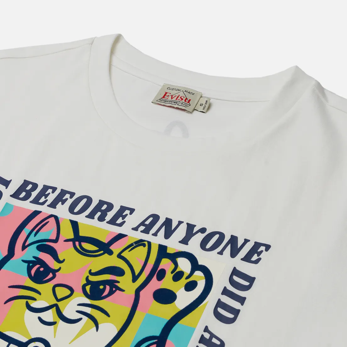 Evisu Женская футболка Cat With Slogan Plastisol Printed & Flocking