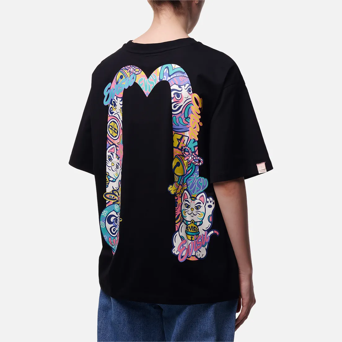 Evisu Женская футболка Daruma With Cat Printed Daicock