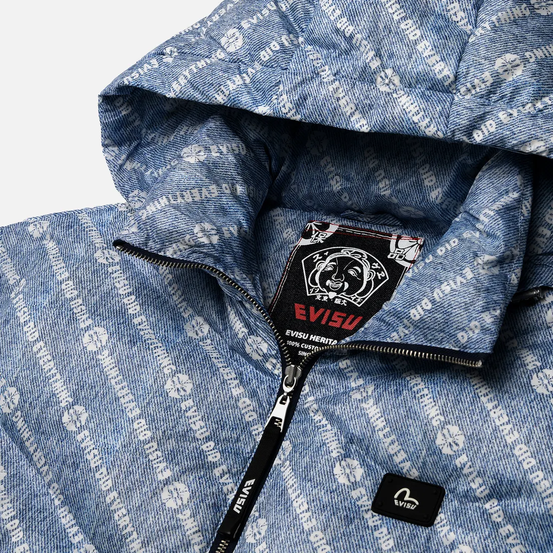 Evisu Женский пуховик Digital Denim All Over Printed Down