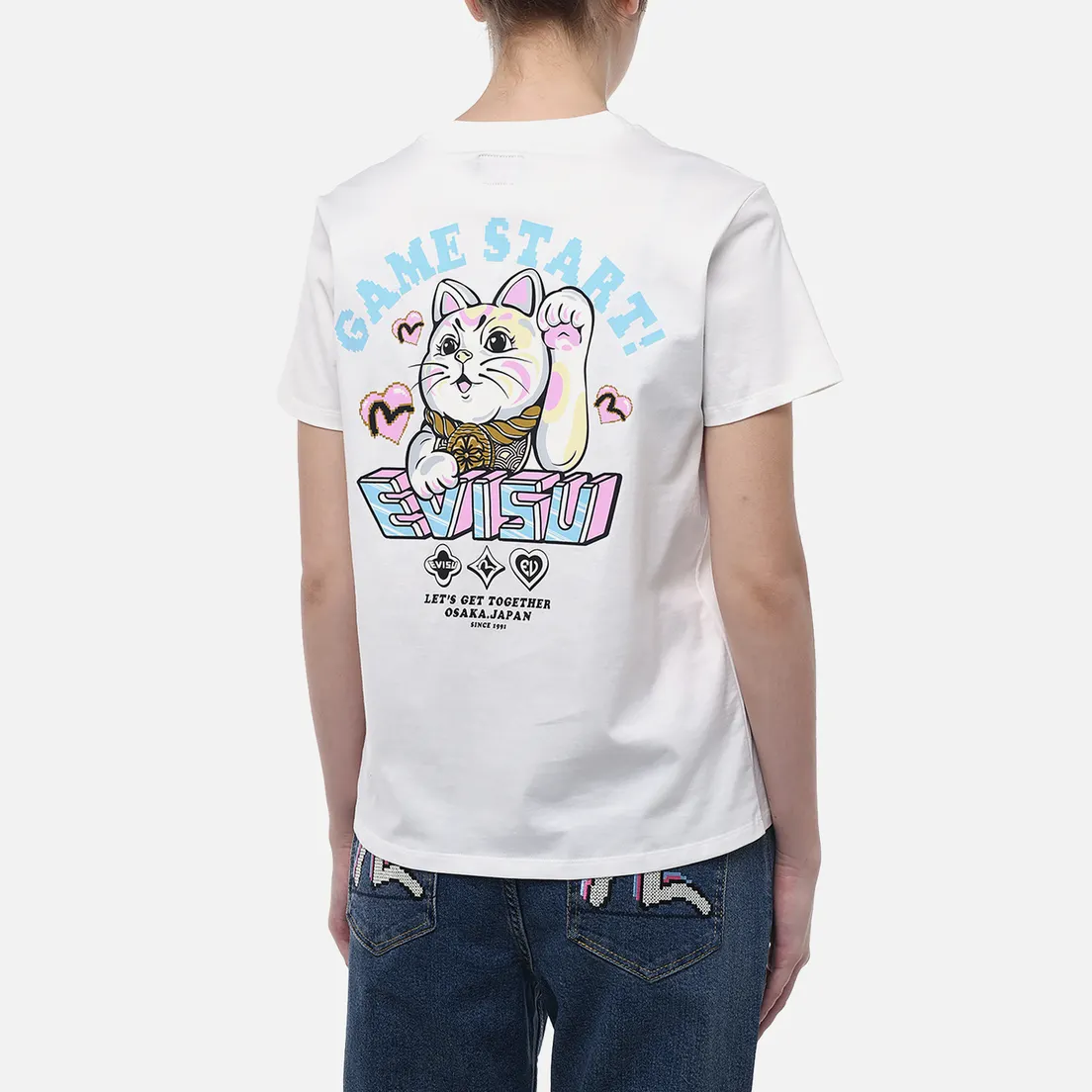 Evisu Женская футболка Lucky Cat Printed