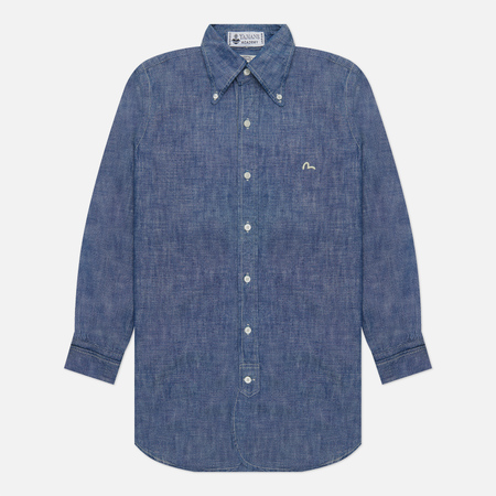 фото Мужская рубашка evisu nashville 3 button-down chambray, цвет синий, размер s