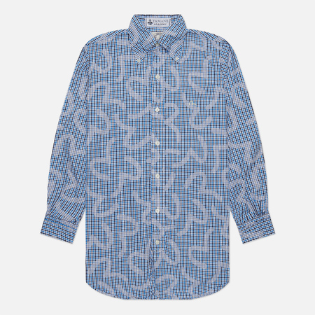 фото Мужская рубашка evisu nashville 3 button-down check kamome, цвет голубой, размер s