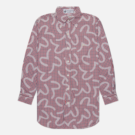 фото Мужская рубашка evisu nashville 3 button-down check kamome, цвет красный, размер s